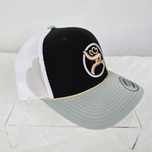 Hooey Trucker Hat Strap Roughy 4031T-BKWH Black White Tan Wht Logo Snapback NWT - Picture 3 of 12